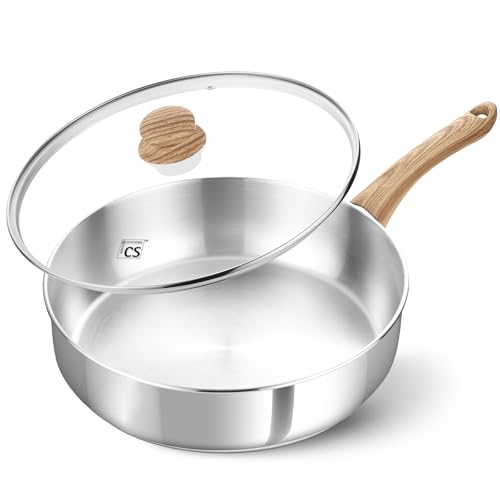 KOCH SYSTEME CS Saute Pan with Lid, 10 Inch Stainless Steel Saute...