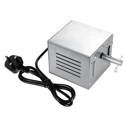 OUGPIU Electric BBQ Motor,100KG 5r/min BBQ Gas Grill Stainless Steel Rotisserie Electric Main Spit Motor,25W 220V BBQ Motor Spit Roaster Motor BBQ Grill Rotisserie,UK 3 Pins Plug