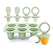 Alihoo Stampo per ghiaccio in silicone, per neonati e bambini piccoli, 6 stampi per ghiaccio con bastoncini di plastica, mini stampo per gelato, set di stampi per popsicle (verde) immagine