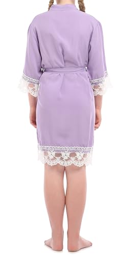 Umeyda Kids Girl's Robe Lace Trim 3/4 Sleeve Kimono Bathrobe Sleepwear, 3-10 Years2