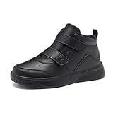 Yadurdu Girls Full Black Shoes for Boys Walking Jogging School Sports Kids High Top Lightweight Breathable Running Shoes Big Kid Size 6