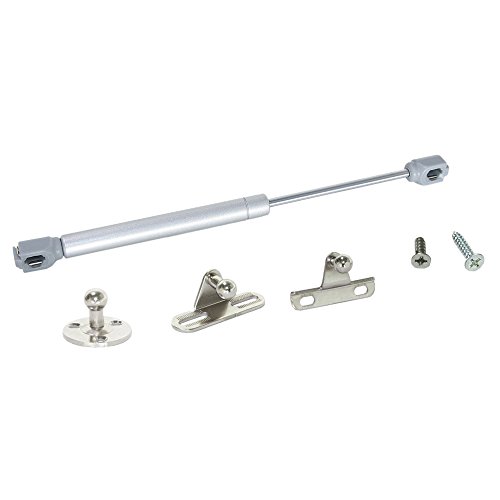 Emuca 1273625 Kit pistón amortiguador fuerza 5Kg carrera/recorrido 100mm para puertas elevables de mueble/cocina/baño, Gris (Peint Aluminium/Nickelé), 5 kg 100 mm (1 unidad)