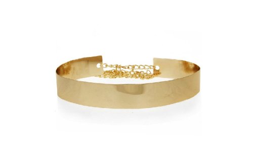 Full Metal Waist Adjustable Belt Metallic Gold Plated Wide Obi Band With Chains Good for Gift and Fashion