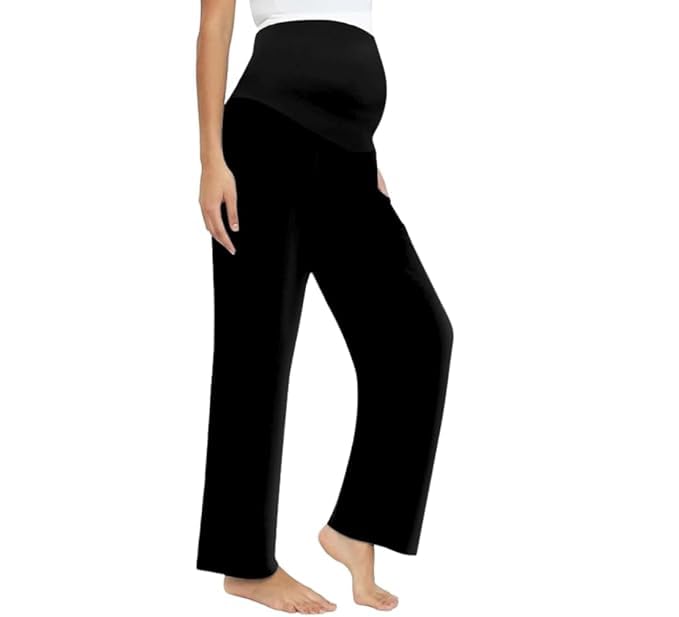 swabs Women’s High-Waisted Wide Leg Yoga Pants – Soft Stretchy Lounge Palazzo Pants with Crossover Waistband, Black-picture-16