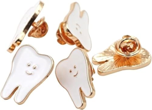 Dental Pins Dental Shape Brooch Cute Cartoon Enamel Tooth Badge Tooth Pin Women Men Personality Style Doctor Dentist Uniform Brooch Pin Gift