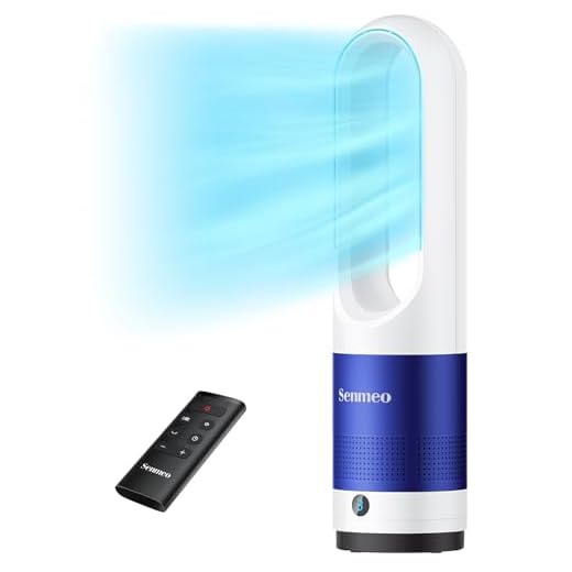 Senmeo Bladeless Fan for Bedroom, 22" Quiet Bladeless Tower Fan with Remote, 90° Oscillating, 8 Speeds, 9H Timer, LED Display with Auto Off, Easy to Clean, Portable Standing Fan for Home, Office
