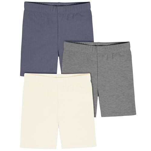 Gerber Baby Girls Toddler 3-Pack Pull-On Bike Shorts, White/Dark Gray Heather/Navy, 3T - image 1