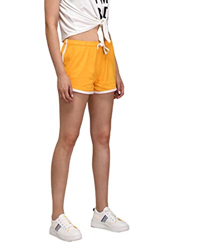 Image of KOTTY Cotton Lycra Maroon and Yellow Solid Women Night Short - Pack of 2 (Maroon Yellow)