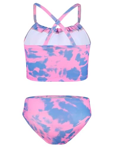 Image of TENVDA Girls Swimsuit 2-Piece Halter Tankini Set Beach Sport Bathing Suit UPF 50+ Swimwear