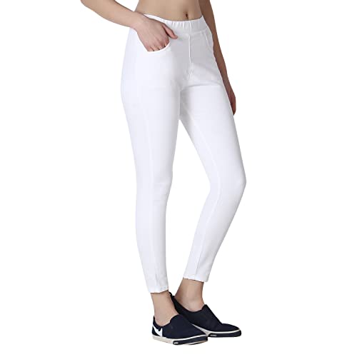 Image of 4Flies Women's Denim Lycra Jeggings - Stretchable Slim Fit Ankle-Length Pants for Casual, Office & Travel Wear - Stylish & Comfortable