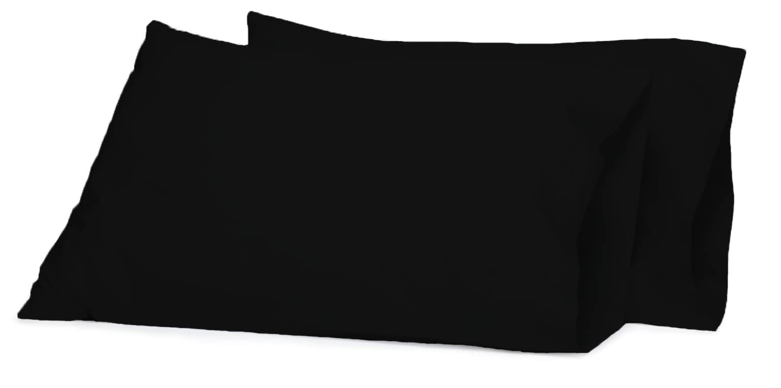 100% Egyptian Cotton Flat Sheet Super Soft Breathable Hypoallergenic Easy Care 200 Thread Count Bed Flat Sheet Hotel Quality Bedding Set (Black, Pillowcase Cover Only)