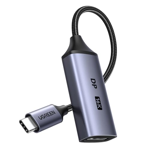 UGREEN USB C auf DisplayPort 2.1 Adapter 16K@60Hz 8K@120Hz 4K@240Hz Thunderbolt auf DP Kabel HDR Dolby kompatibel mit MacBook Pro/Air Mac mini iPad Pro/Air iPhone 17/16