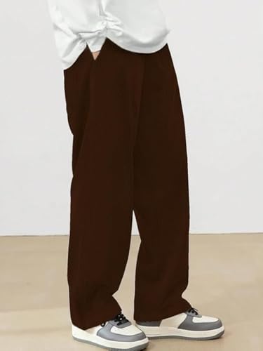 Image of The Goal Studio Men's Premium Corduroy Wide-Leg Trousers | Retro Textured Baggy Sweatpants | Korean Minimalist Relaxed Fit Joggers | Stretchable Lower | Y2K
