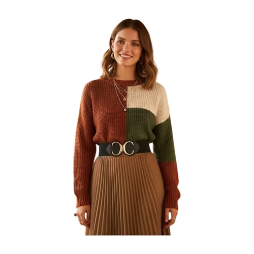 Adjustable Waist Cinch Belt for Women – Black Elastic Wide Belt with Gold Double C Buckle for Dress, Blazer, Coat – Size S/M WB53