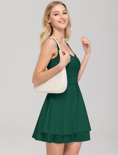 Image of IWD Women's Square Neck Sleeveless Mini Dress Corset A Line Short Dresses