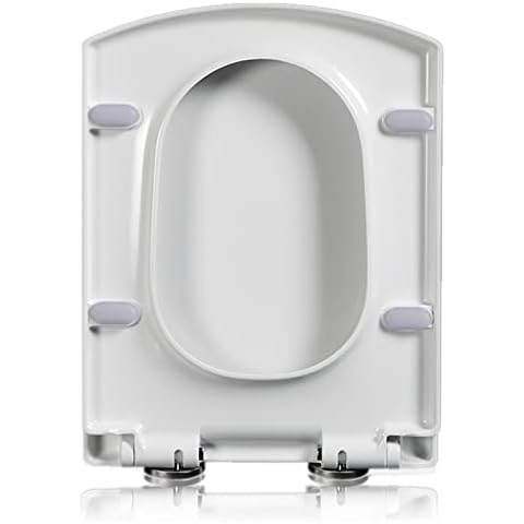 WWFAN Square Toilet Seat Soft Close with Easy Quick Release Top Fix Adjustable Hinges, Easy Installation, White, 34.5X43CM(13.58X16.92IN) Cover