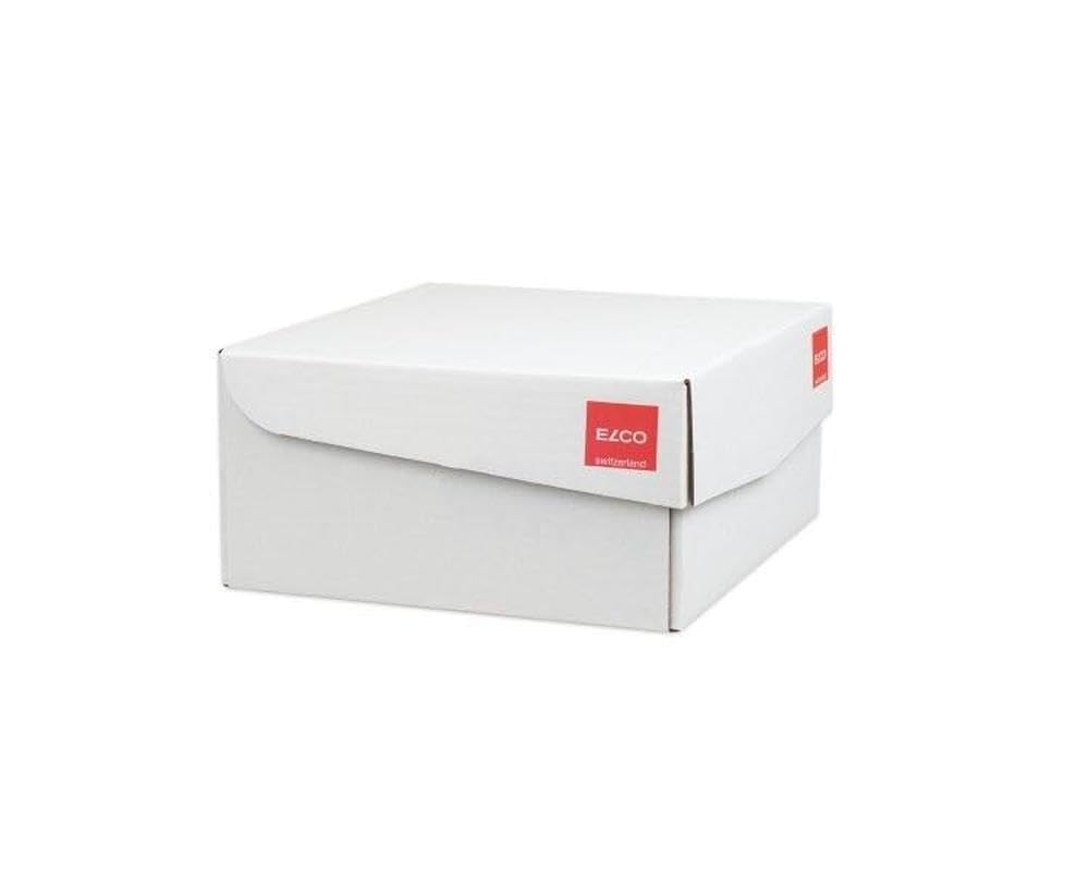 ELCO 38779 Proclima Box mit Deckel und 500 Briefumschläge/Versandtasche, Haftklebeverschluss, 100g, weiss recycl, Fenster: ja C5/6 din lang (229x114mm)