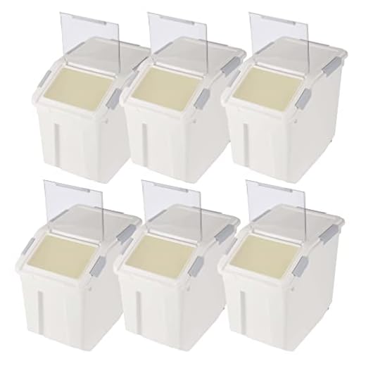Flour Storage Container 25 lb with Wheels Seal Locking Lid PP Pack-6