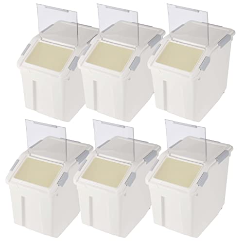 Flour Storage Container 25 lb (‎25 Liters) with Wheels Seal Locking Lid PP Pack-6