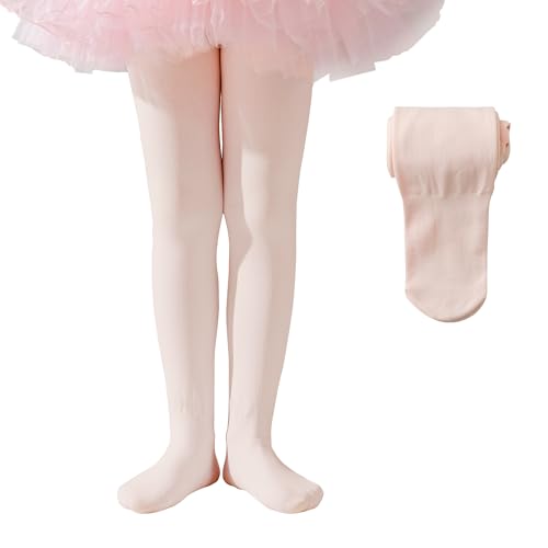 Image of EPEIUS Fleece Lined Tights for Girls Winter Warm Leggings Toddler Thick Thermal Dance Tights 900D Black Nude Ballet Pink