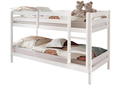 Etagenbett Doppelbett teilbar Kiefer massiv Weiss gewachst DIN EN 747