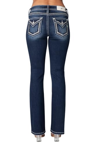 Miss Me Women's Silver Moonshine Faux Flap Pocket Mid-Rise Bootcut Jeans