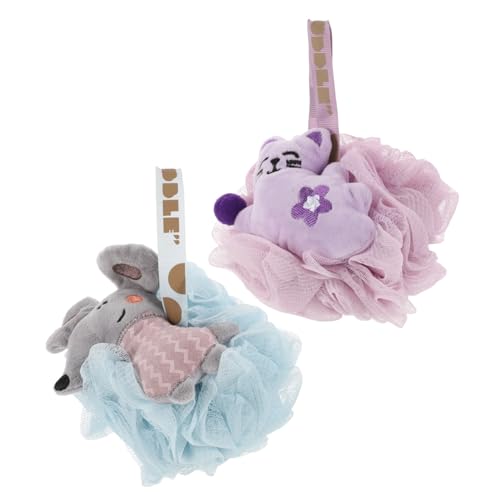 FRCOLOR 2Pcs Cartoon Body Loofah Shower Scrubber Gentle Exfoliating Bath Ball for Adults Soft Pe Material Adorable Design for Daily Body Cleansing