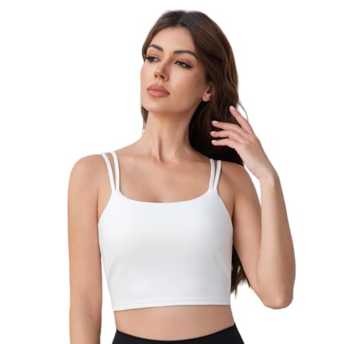 Soutien-gorge de sport dos nu pour femme, haut de yoga/pilates, vêtement de fitness doux et polyvalent comme haut d'entraînement/haut de gym pour femmes actives, blanc, M