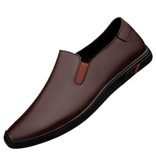 Dress Oxford Formal Shoes for Men's Italian Leather Uniform Slip On Plain Toe Classic Business Party Wedding Heel Non Slip Anti-Slip Low Top Rubber Sole Casual