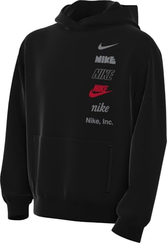 Nike NSW Stacked Logo Pullover Mens Hoodie (HQ0970-010, Black/Red)