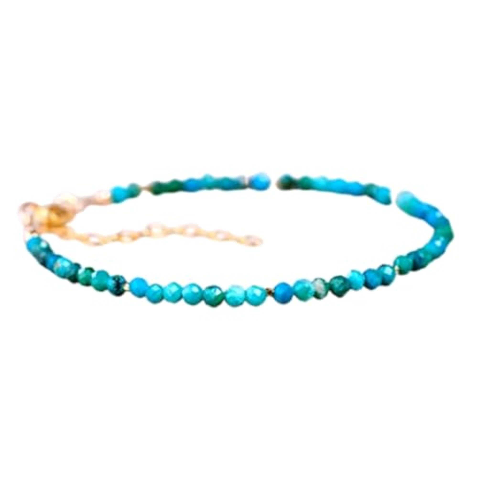 Chrysocolla Turquoise Adjustable Bracelet, Gold Plated Clasp