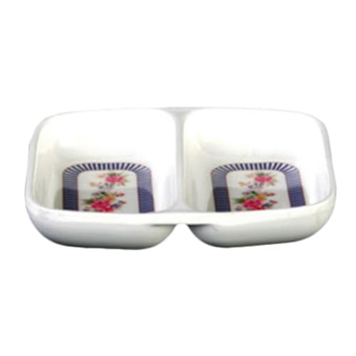 1102AR Twin Sauce Dish, 2 oz., 3-3/8" x 2-3/4", 2-Wells, Rectangular, Break-Resistant, Dishwasher Safe, BPA Free, Melamine, Rose, NSF, Pack of 12