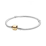 Pulsera Pulsera de Plata 925 Cadena de Serpiente Barril Cierre de corazón Cuentas de Oro Rosa Pulseras Brazaletes Joyería de Lujo Pulsera de Plata 925