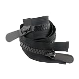 90cm, #8 Cremallera de 2 Vías, Cremallera Resina Divisible, Cremallera Espiral Plástico Cremallera Larga Espiral Jack Para Coser Abrigos, Chaquetas, Bolsas, Ropa de Cama-Negro