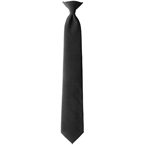 Jacob Alexander Uniform Solid Clip-On Tie with Buttonholes - Regular 20 inch - Black Cover
