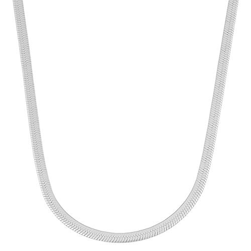 Verona Jewelers 925 Sterling Silver necklace 5.5MM Flexible Herringbone Necklace Flat Snake Magic Chain - Smooth Flat Chain for Men and Women