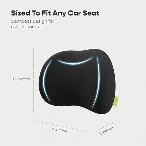 Image of SleepyCat Car Neck Rest Pillow | Adaptive Memory Foam Cushion | Neck Support for Cervical Pain Relief | Ergonomic Design | Fits Any Car Seat | Adjustable Straps | Machine Washable Cover | Black