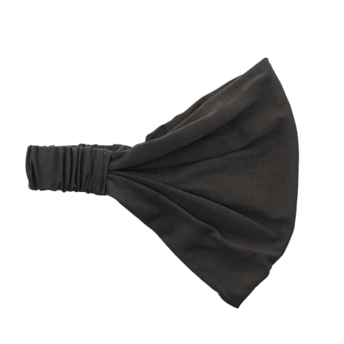 Motique Accessories Wide Cotton Head Band Solid Boho Yoga Style Soft Hairband for Women, Dark Grey