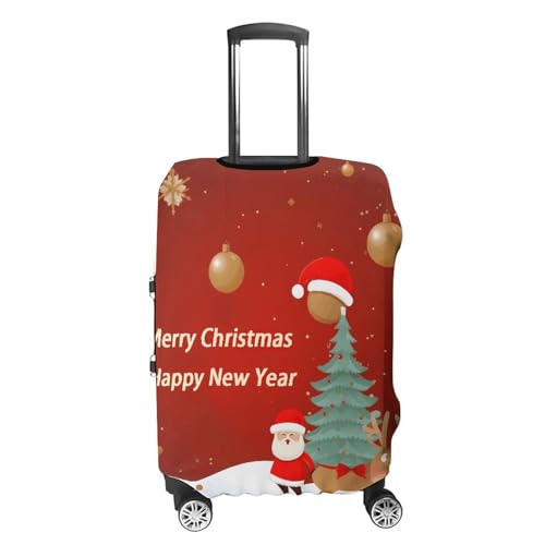 Merry Christmas And Happy New Year Printed Luggage Cover Protector, Fits 18-32 Inch Luggage4