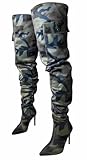 MissHeel Stiletto Thigh High Boots for Thick Thigh Over Size Tall Tall Boots Sexy High Heel Over-Knee Camo Boots Size 8