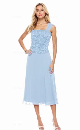 Tea Length Mother of The Bride Dresses for Women with Jacket Chiffon Wedding Guest Dress Lace Formal Dress3