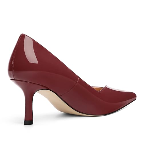 Image of Women Pointed Closed Toe 2.5 Inch Kitten Heel Slip On Pumps | Elegant Comfort Formal Dress Footwear, Versatile Ladies Shoes For Office Wedding Party Evening Daily Occasions