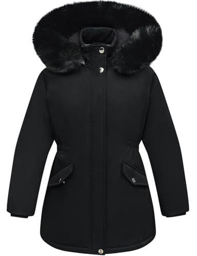 Arssm Girl's Winter Coat Long Waterproof Kids Outerwear Warm Parka Puffer Jacket with Hood