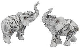 Nemesis Now Henna Harmony Set of 2 9.5cm Elephant Figurines, White