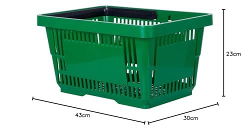 Einkaufskorb grün 22l Handkorb mit Tragebügel | Kunststoffkorb stapelbar | Tragekorb stabil | Plastikkorb lebensmittelgeeignet | Shopping-Basket