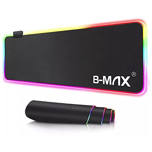 B-Max Mousepad Gamer Gaming RGB Led 7 Cores 14 Modos Iluminação 80 X 30cm Liso Usb Profissional...