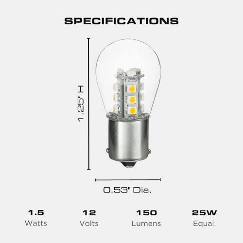 Lámpara LED interior BA15S 1156 12V 3000K 2 Pack miniatura 3