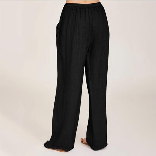 LRMQS Beach Pants for Women Trendy 2025 Lounge Loose Drawstring Elastic Waist Pant Trousers Casual Summer Slacks Clothes3