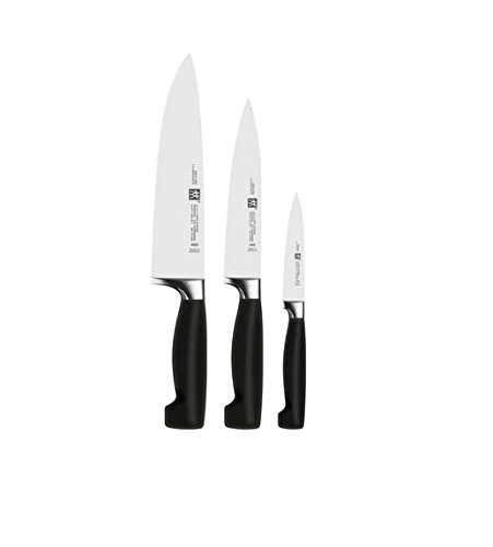 ZWILLING Messer-Set, 3-tlg., Spick-/Garniermesser, Fleischmesser, Kochmesser, Rostfreier Spezialstahl/Kunststoff-Griff, Vier Sterne
