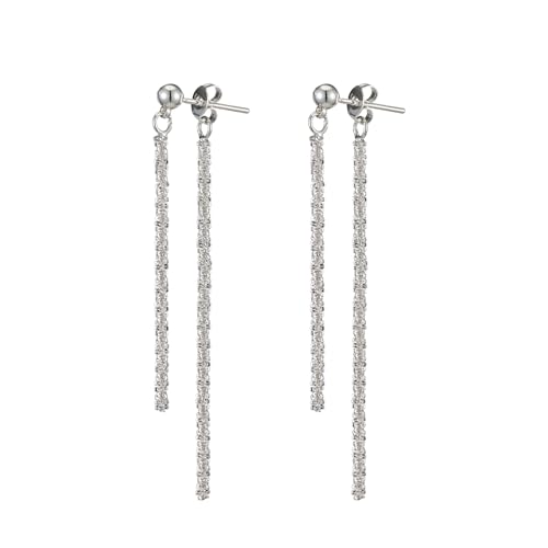 S925 Sterling Silver Long Tassel Drop Dangle Earrings for Women